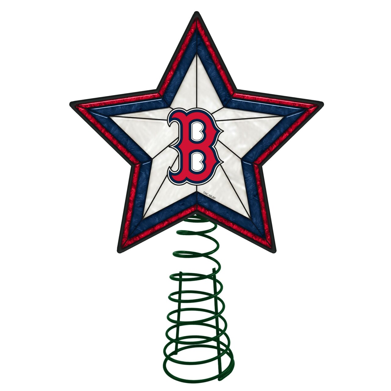 The Memory Company 10" Lighted Red and White Star MLB Boston Red Sox Christmas Tree Topper